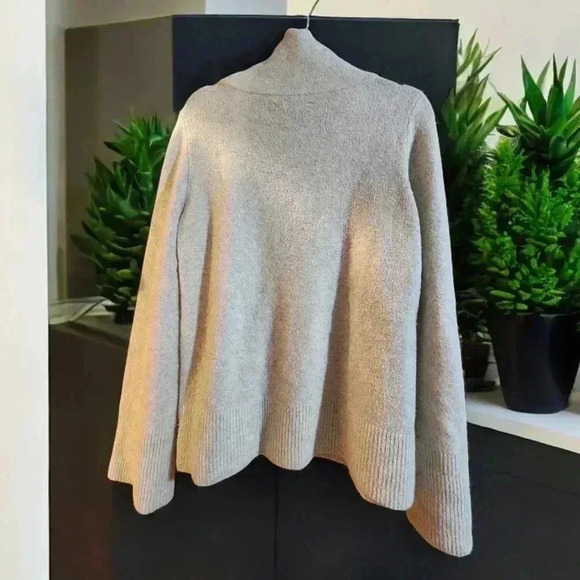 Loft Womens L Sweater Cream Turtleneck Long Sleeve Knit Stretch - Picture 2 of 3